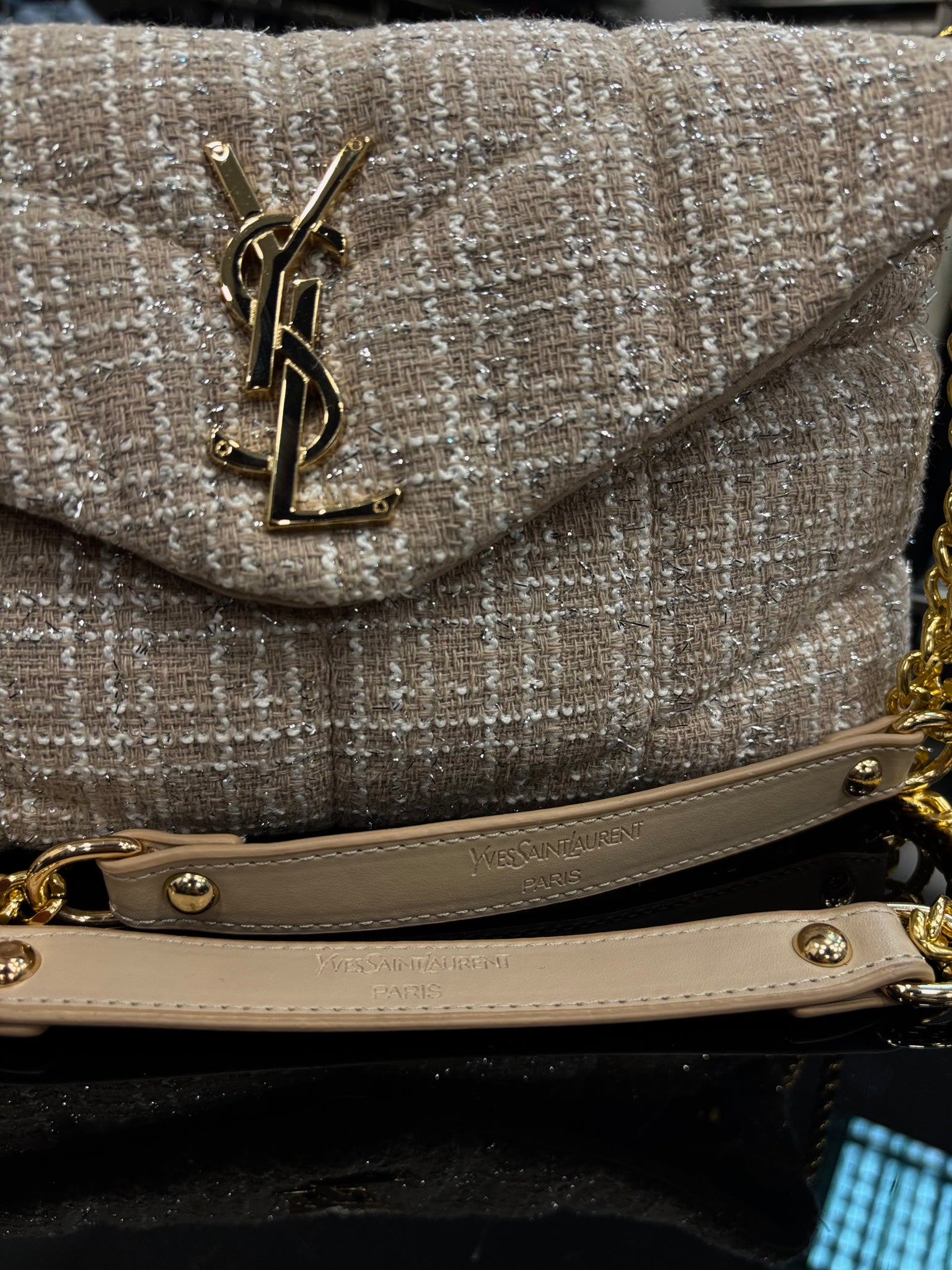 Saint Laurent Loulou shoulder beige bag