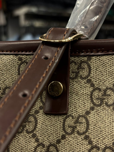 Gucci GG Emblem Tote dark brown bag