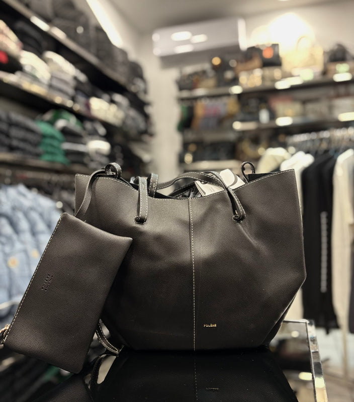 Polène Cyme shoulder black bag