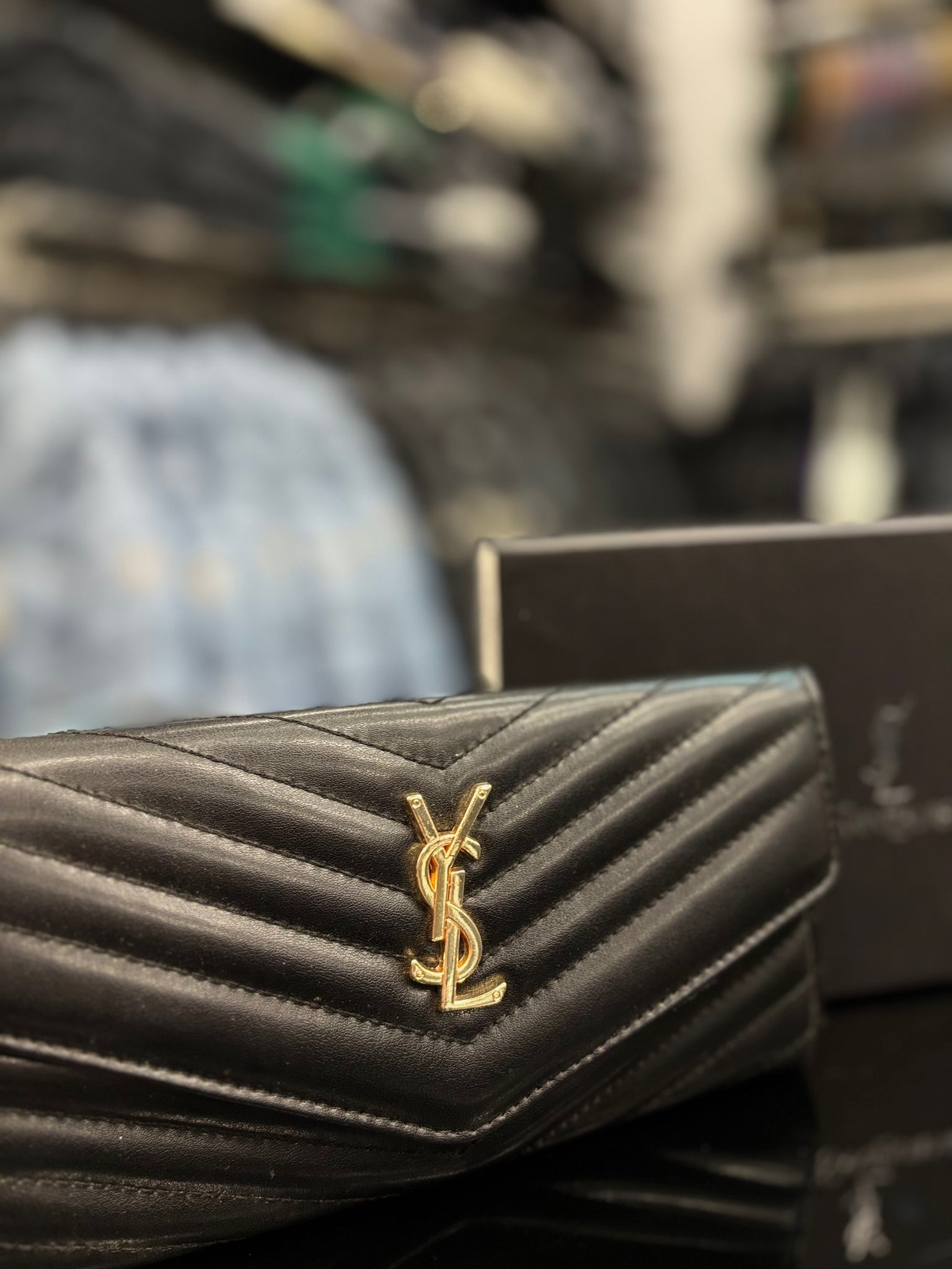 YSL Cassandre matelasse black wallet