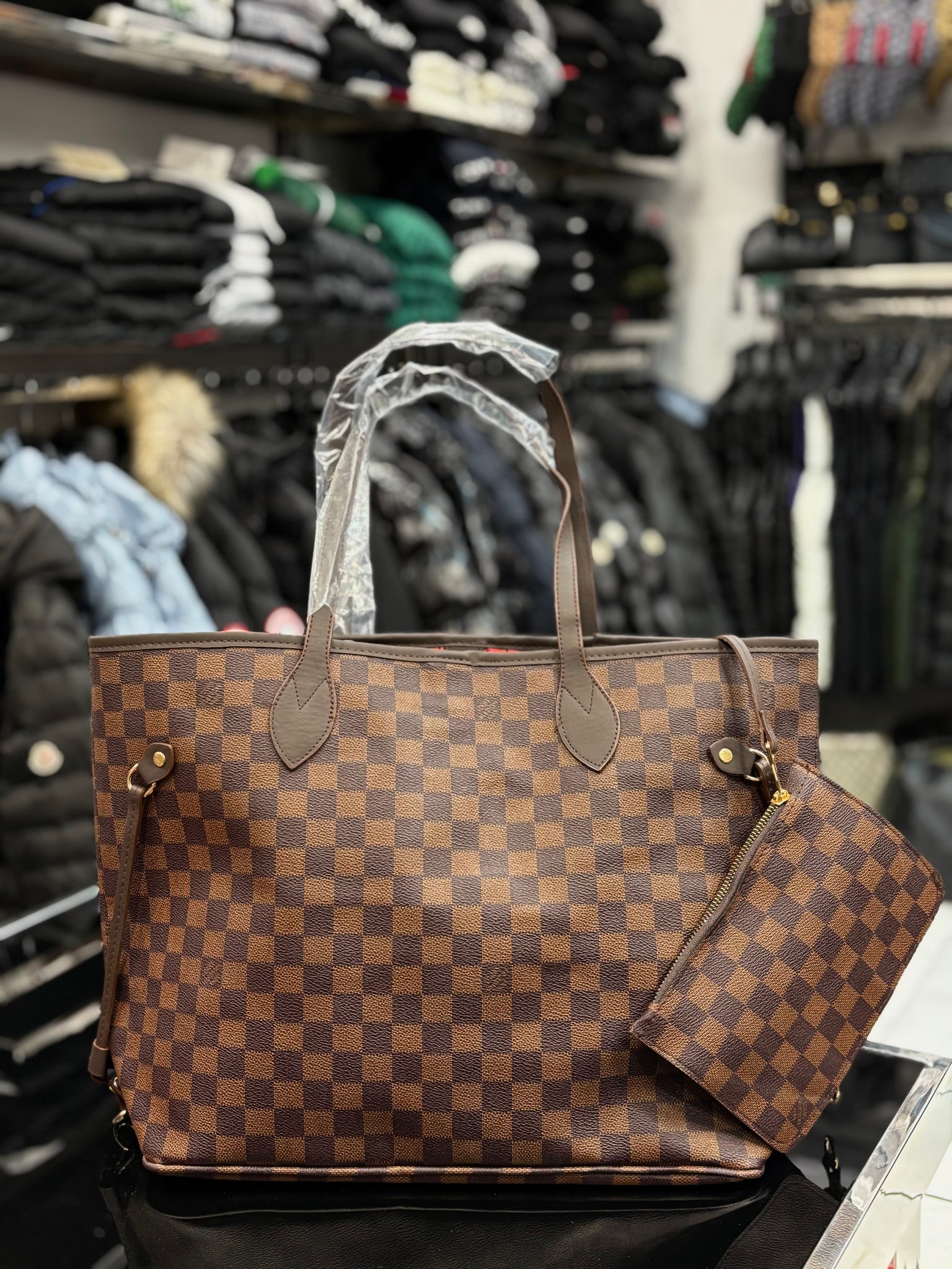 Louis Vuitton Neverfull MM Damier Ebene brown shoulder bag