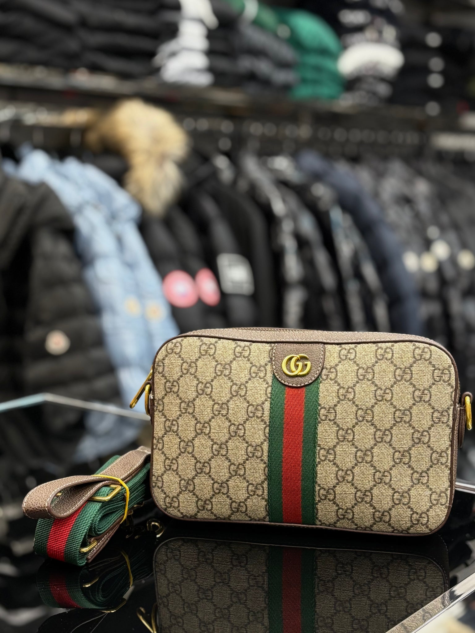 Gucci Ophidia GG Supreme brown bag ώμου/χιαστί