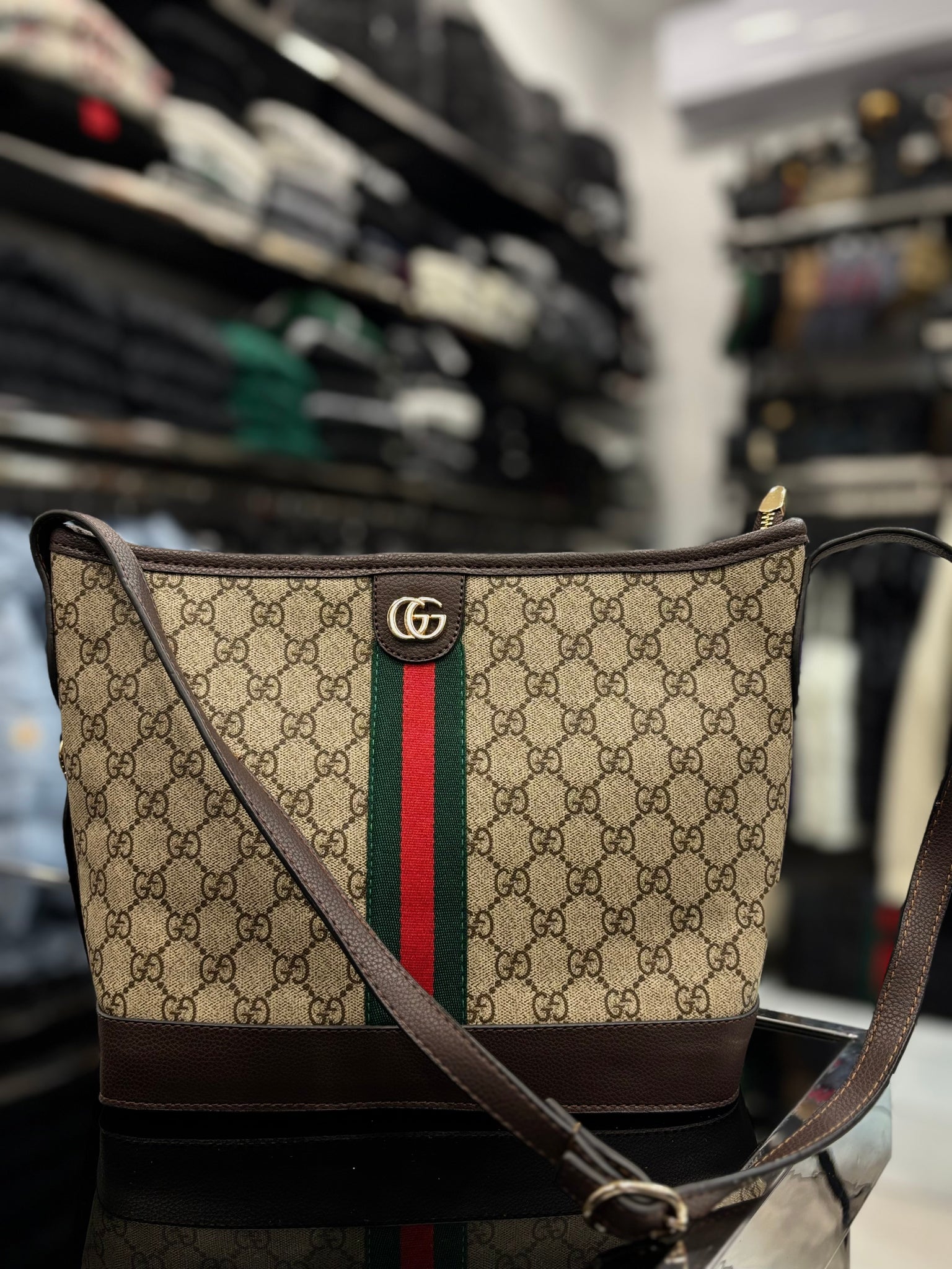 Gucci Ophidia GG large size shoulder brown bag