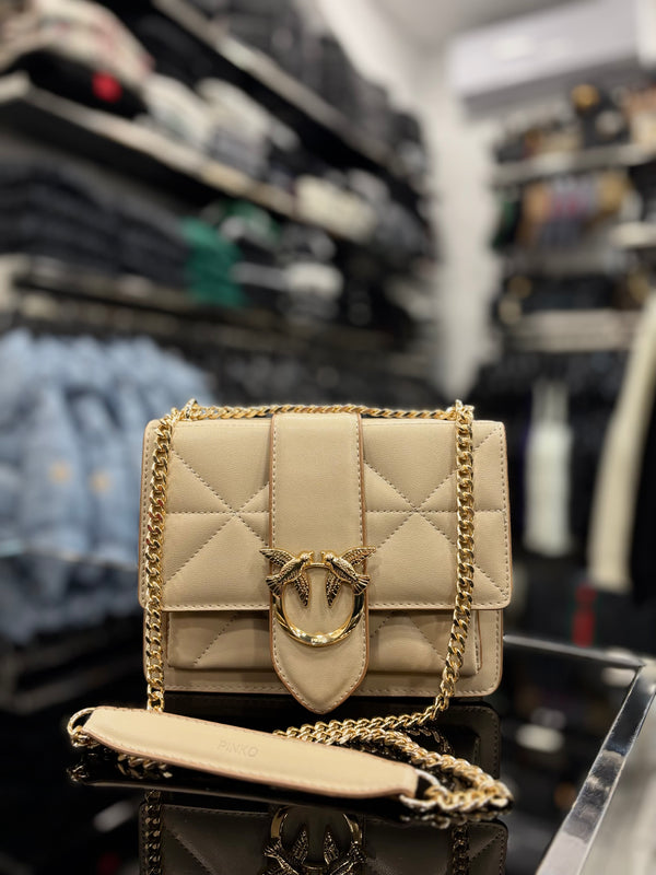 Pinko Love Classic Icon V Quilt Mix Fl beige bag