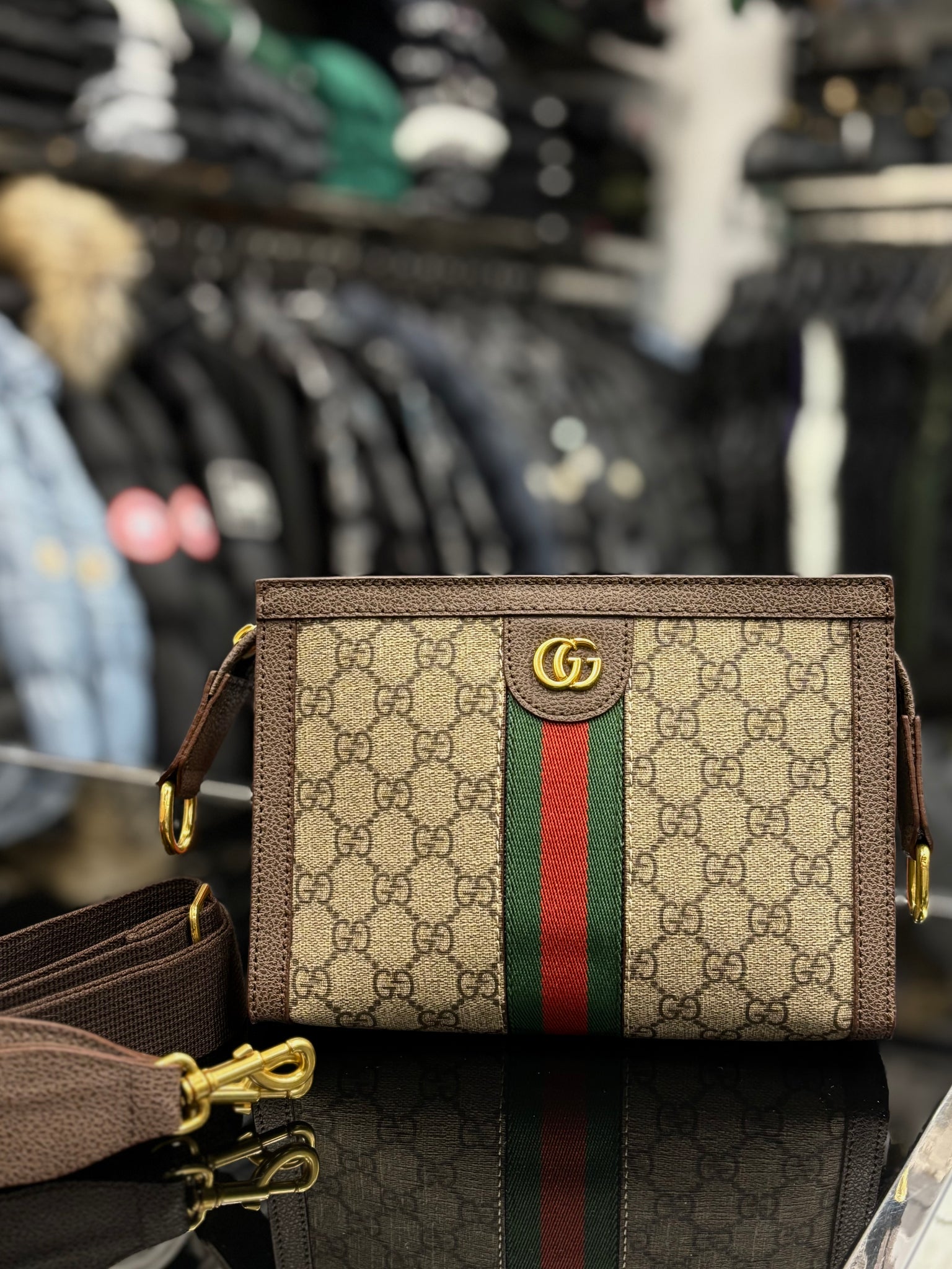 Gucci Ophidia GG Supreme brown bag ώμου/χιαστί