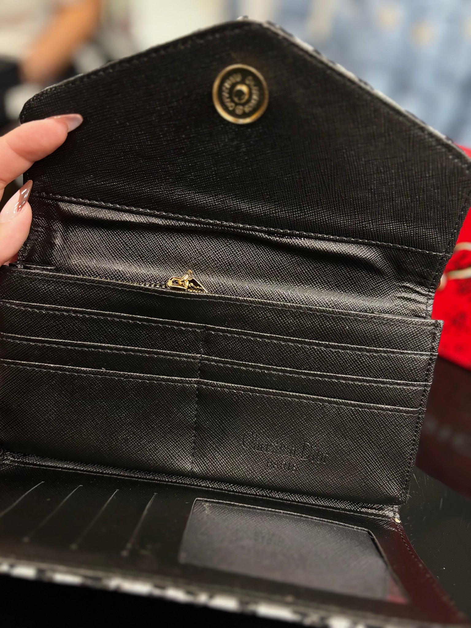 Dior Saddle Lotus black wallet