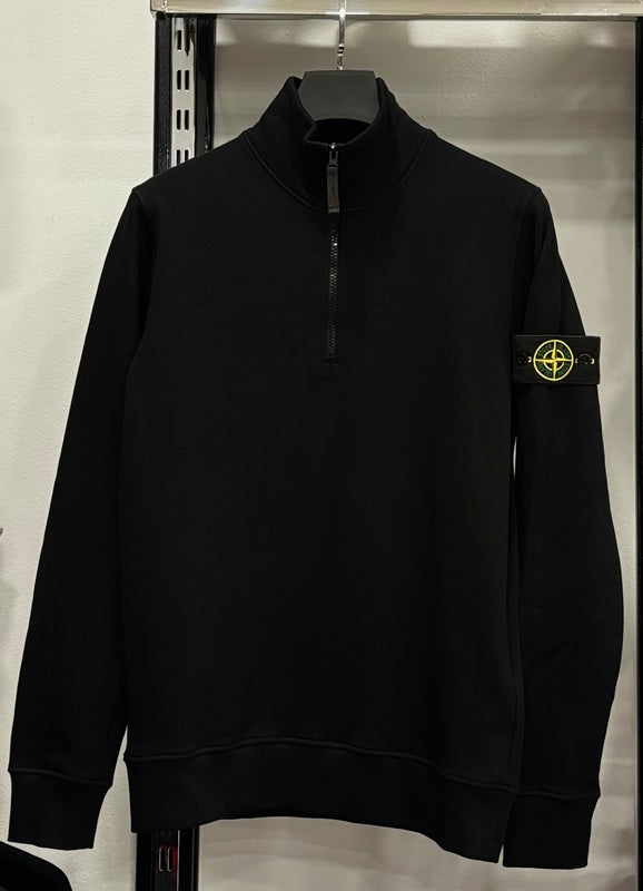 Stone island black half zip hoodie