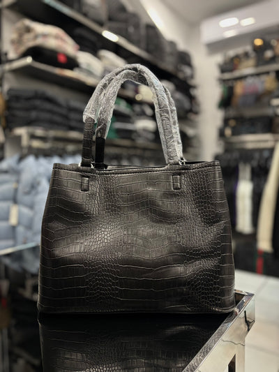 Guess Crocodile Detail shoulder black bag