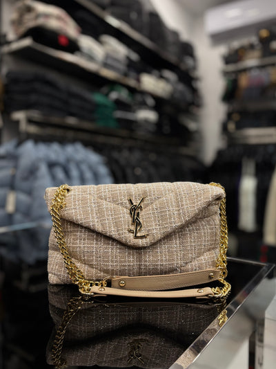 Saint Laurent Loulou shoulder beige bag