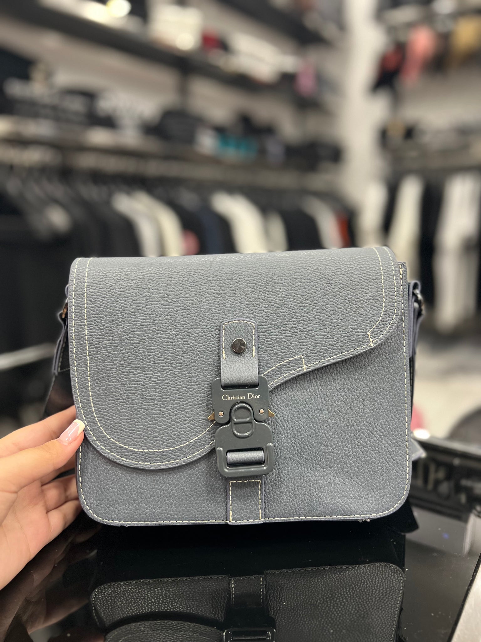 Dior Grained Calfskin Saddle Messenger Bag