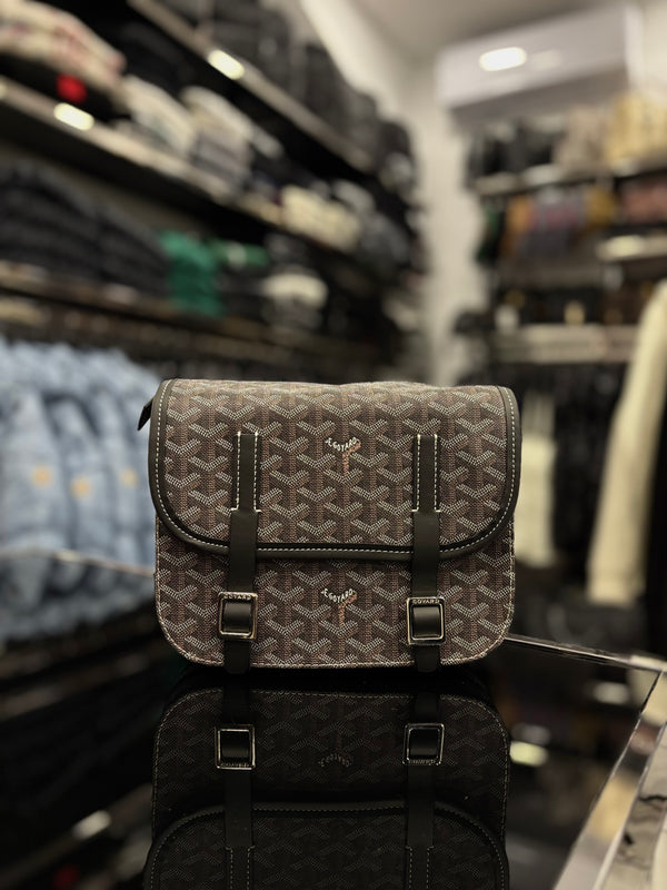 Goyard Belvedere MM Goyardine brown bag