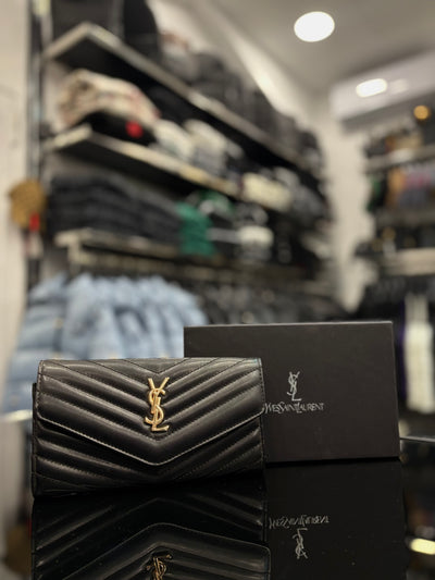 YSL Cassandre matelasse black wallet